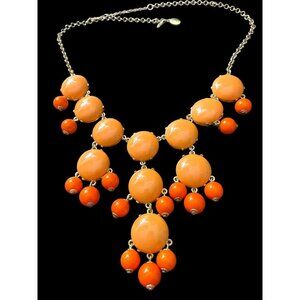 ILY Couture Gold Statement Necklace w Tangerine Orange Stones